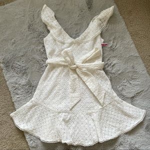 New Nordstrom AFRM white eyelet ruffle mini dress bridal knit Xs palms style